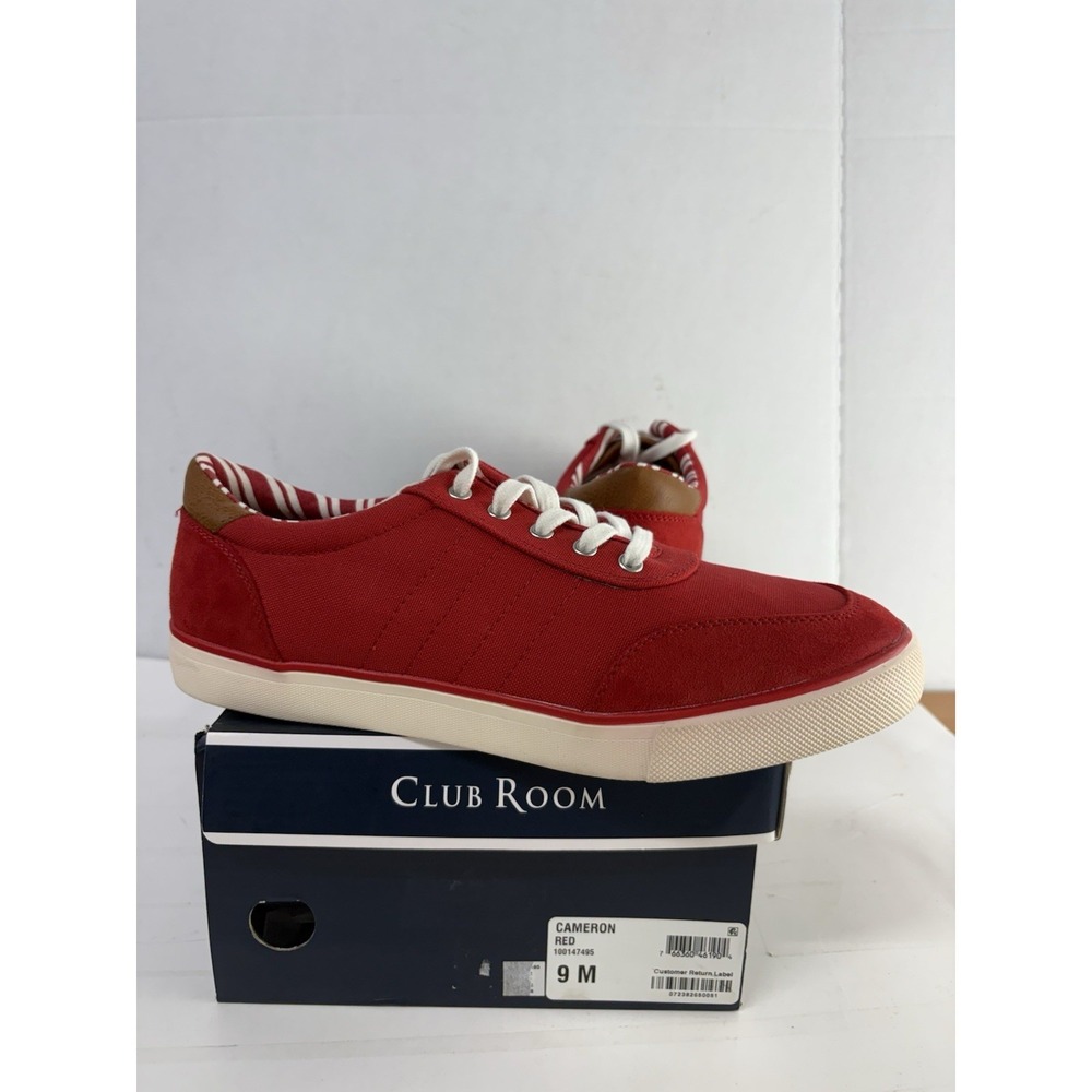 Club Room Men's Red/White Lightweight Cameron Round Toe Lace-Up Sneakers 9M